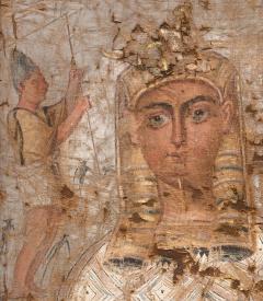 Detail of the shroud with the face of Osiris